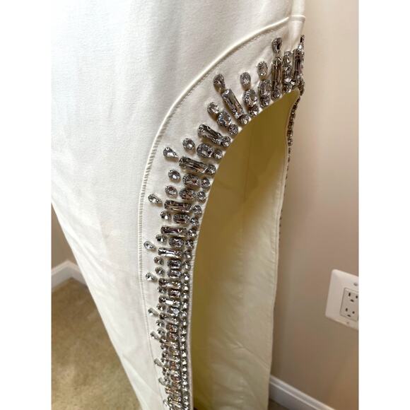 Cinq a Sept Sammy Crystal Embellished Strapless High Slit White Maxi Dress Sz 2 - Picture 5 of 11